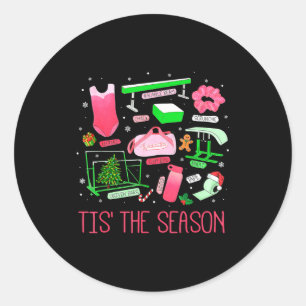 Tis The Season Gymnastics Workout Fitness Exercise Classic Round Sticker