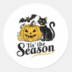 Tis The Season Halloween Bats Pumpkin Fall Funny C Classic Round Sticker