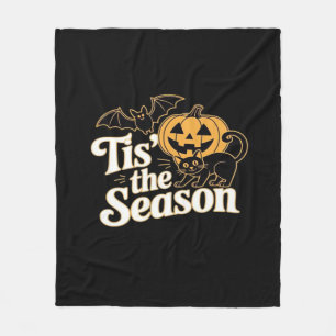 Tis The Season Halloween Bats Pumpkin Fall Funny C Fleece Blanket