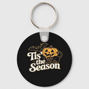 Tis The Season Halloween Bats Pumpkin Fall Funny C Key Ring