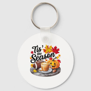Tis The Season Halloween Bats Pumpkin Fall Hallowe Key Ring