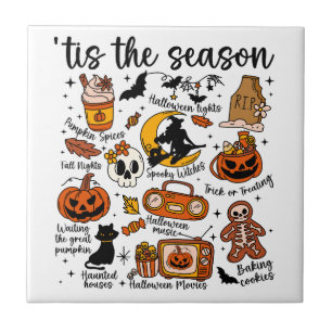 'Tis the season Halloween Doodles Ceramic Tile