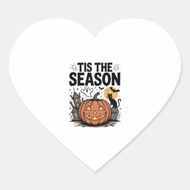 Tis the Season Halloween Heart Sticker (Front)
