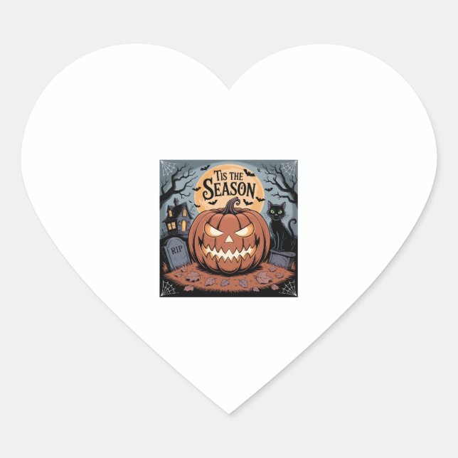 Tis the Season Halloween Heart Sticker (Front)