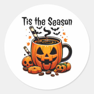 Tis The Season Halloween Pumpkin Spice Coffee Than Classic Round Sticker