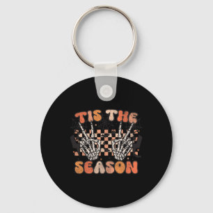 Tis The Season Halloween Skeleton Costume Retro Gr Key Ring