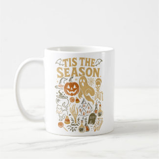 Tis The Season Halloween Vintage Skeleton Ghost Coffee Mug