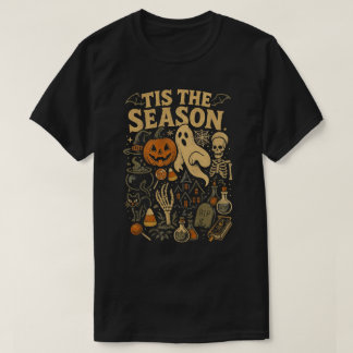 Tis The Season Halloween Vintage Skeleton Ghost T-Shirt