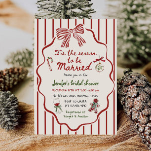 Tis The Season Hand Drawn Christmas Bridal Shower Invitation