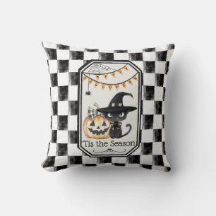 "Tis The Season Happy Halloween Chequerboard Cushion