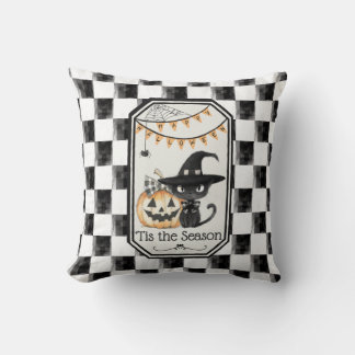 "Tis The Season Happy Halloween Chequerboard Cushion