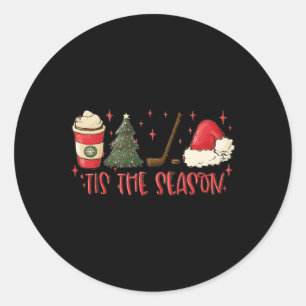 Tis The Season Hockey Christmas Sports Hockey Mom Classic Round Sticker
