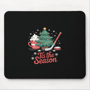 Tis The Season Hockey Coffee Tree Hockey Christmas Mouse Pad