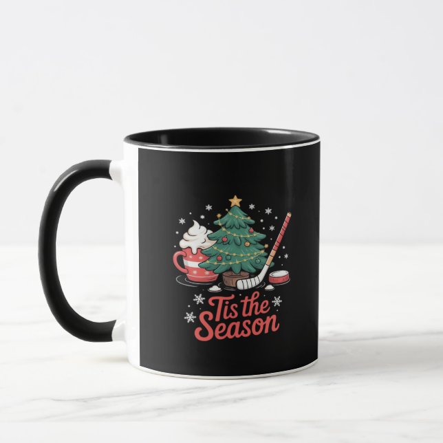 Tis The Season Hockey Coffee Tree Hockey Christmas Mug (Left)