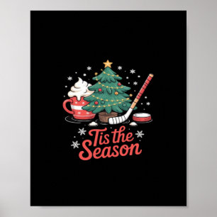 Tis The Season Hockey Coffee Tree Hockey Christmas Poster
