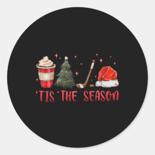 Tis The Season Hockey Coffee Xmas Tree Ice Hockey Classic Round Sticker