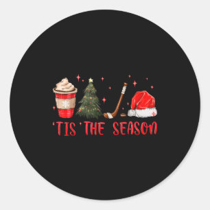 Tis The Season Hockey Coffee Xmas Tree Ice Hockey  Classic Round Sticker