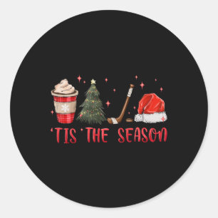 Tis The Season Hockey Coffee Xmas Tree Ice Hockey Classic Round Sticker