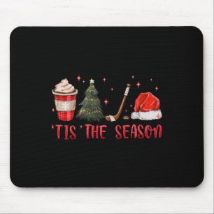 Tis The Season Hockey Coffee Xmas Tree Ice Hockey Mouse Pad