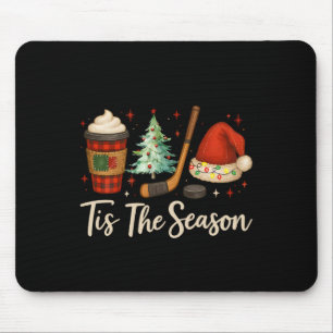 Tis The Season Hockey Coffee Xmas Tree Ice Hockey  Mouse Pad