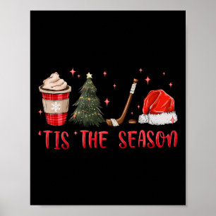 Tis The Season Hockey Coffee Xmas Tree Ice Hockey Poster