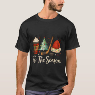 Tis The Season Hockey Coffee Xmas Tree Ice Hockey  T-Shirt