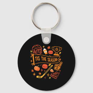 Tis The Season Hockey Fall Leaves Hello Pumpkin Ha Key Ring
