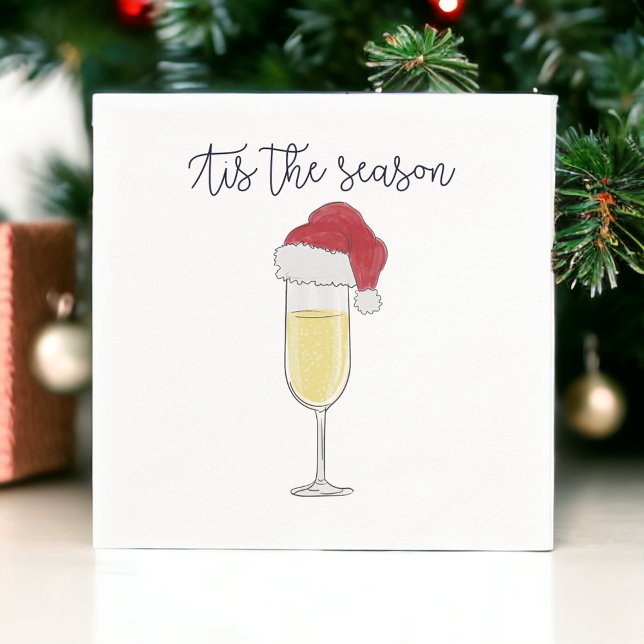 Tis the Season Holiday Champagne Prosecco Party Napkin (Creator Uploaded)
