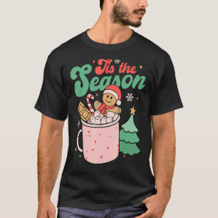 Tis The Season Hot Cocoa Gingerbread Groovy Retro  T-Shirt
