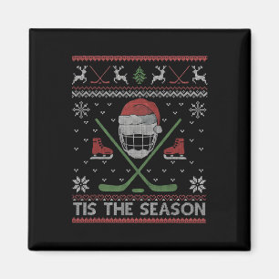 Tis The Season Ice Hockey Ugly Christmas Sweater M Magnet