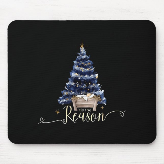 Tis The Season Jesus Christian Xmas Tree Holiday C Mouse Pad (Front)