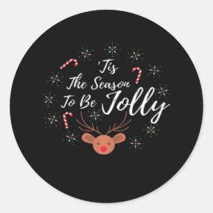 Tis The Season Jolly Classic Round Sticker