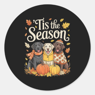 Tis The Season Labrador Retriever Fall Autumn Pump Classic Round Sticker
