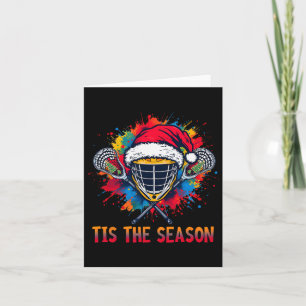 Tis The Season Lacrosse Mask Santa Hat Christmas S Card