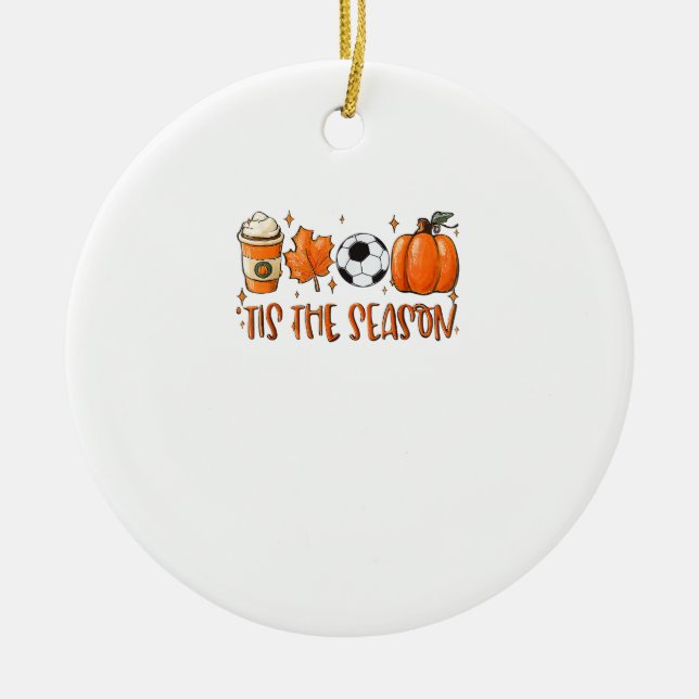 Tis The Season Leaf Latte Autumn Football Ceramic Ornament (Front)
