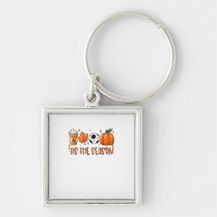 Tis The Season Leaf Latte Autumn Football Key Ring