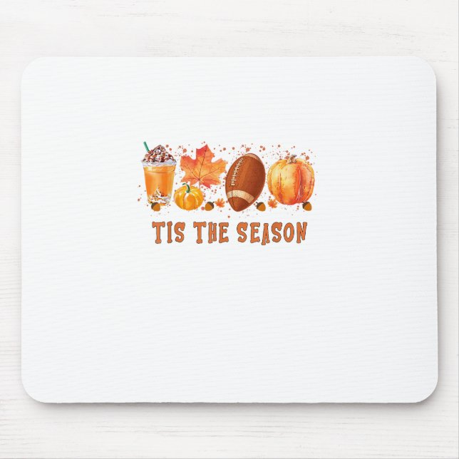 Tis The Season Leopard Football Halloween Fall Mouse Pad (Front)
