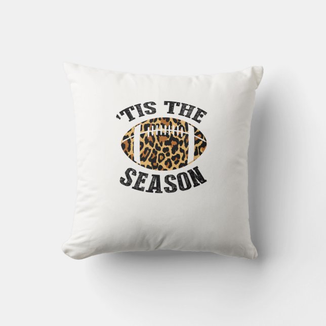 Tis The Season Leopard Football Season Game Day Cushion (Front)