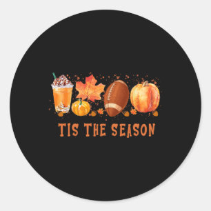 Tis' The Season Leopard Pumpkin Football Halloween Classic Round Sticker