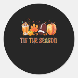 Tis The Season Leopard Pumpkin Football Halloween Classic Round Sticker