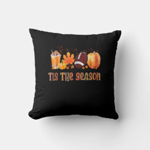 Tis The Season Leopard Pumpkin Football Halloween Cushion