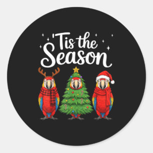 Tis The Season Let Macaw Christmas Santa Parrot Classic Round Sticker
