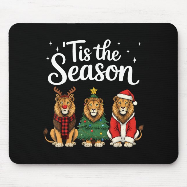 Tis The Season Lion Christmas Santa Safari Animal  Mouse Pad (Front)