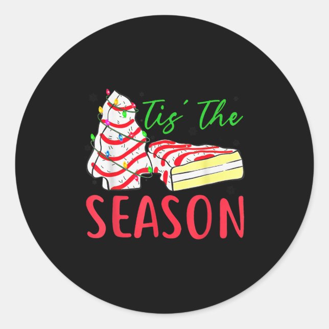 Tis The Season Little-debbie Christmas Tree Cake H Classic Round Sticker (Front)
