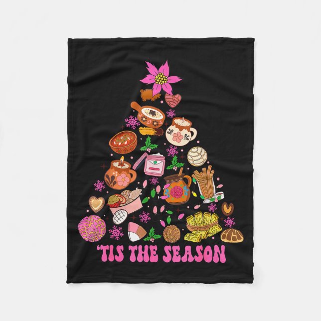 Tis The Season Mexican Christmas Tree Tamales Pan  Fleece Blanket (Front)