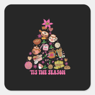 Tis The Season Mexican Christmas Tree Tamales Pan Square Sticker