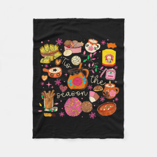Tis The Season Mexican Christmas Xmas Food Pan Dul Fleece Blanket