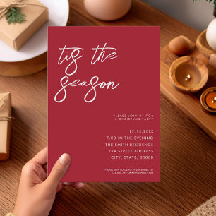 Tis The Season Minimalist Modern Christmas Party Invitation