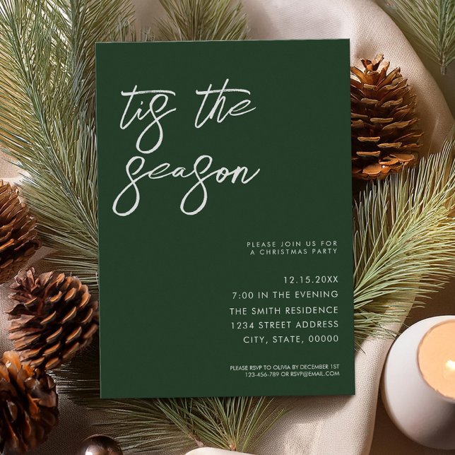 Tis The Season Minimalist Modern Christmas Party Invitation (Creator Uploaded)