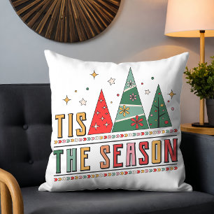 Tis The Season Modern Christmas Typography Cushion